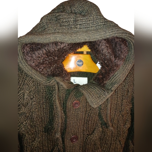 Abercrombie & Fitch Jacket Sweater Cable Knit Size Large Color Army Green NWTp - Picture 3 of 12